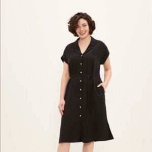 **TWO FOR $50** Frank & Oak Textured Camp Collar Dress in Black